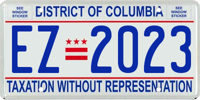 DC license plate EZ2023