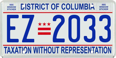 DC license plate EZ2033