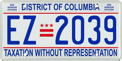 DC license plate EZ2039