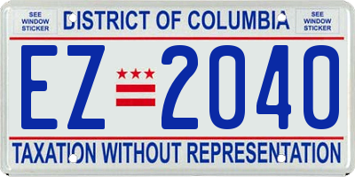 DC license plate EZ2040