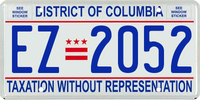 DC license plate EZ2052