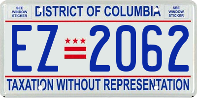 DC license plate EZ2062