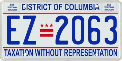 DC license plate EZ2063