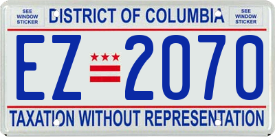 DC license plate EZ2070