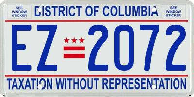 DC license plate EZ2072