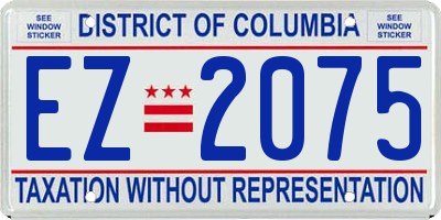 DC license plate EZ2075