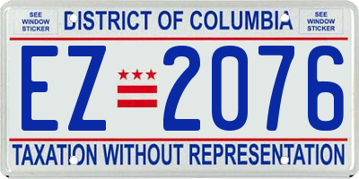 DC license plate EZ2076