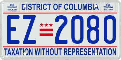 DC license plate EZ2080