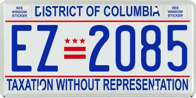 DC license plate EZ2085