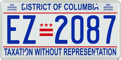 DC license plate EZ2087