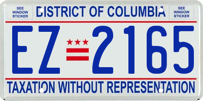 DC license plate EZ2165