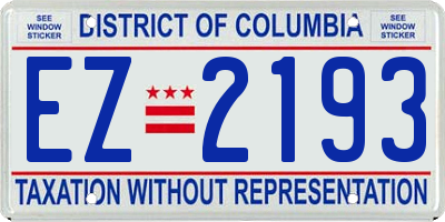 DC license plate EZ2193