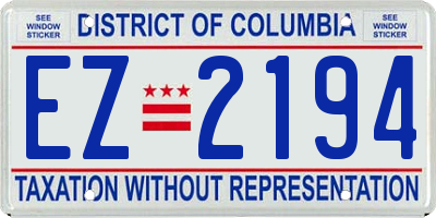 DC license plate EZ2194