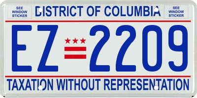 DC license plate EZ2209