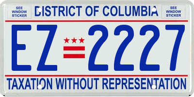 DC license plate EZ2227