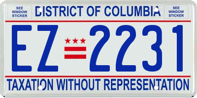 DC license plate EZ2231