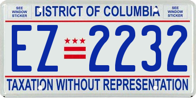 DC license plate EZ2232