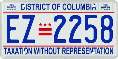 DC license plate EZ2258