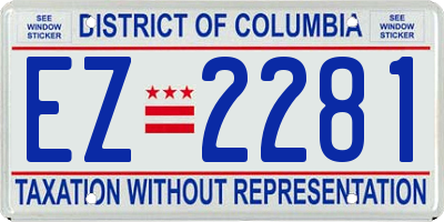 DC license plate EZ2281