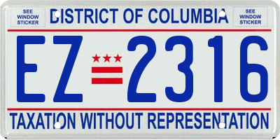 DC license plate EZ2316