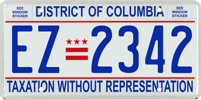 DC license plate EZ2342