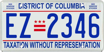 DC license plate EZ2346