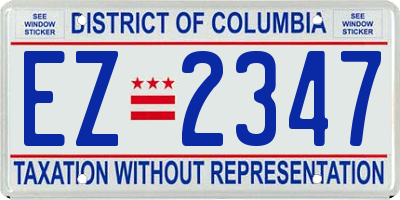 DC license plate EZ2347