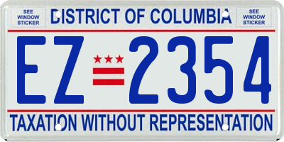 DC license plate EZ2354