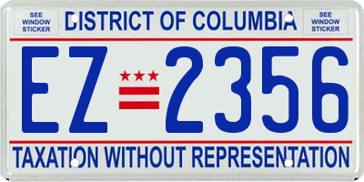 DC license plate EZ2356