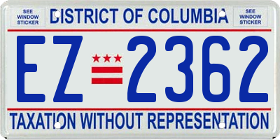 DC license plate EZ2362