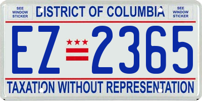 DC license plate EZ2365