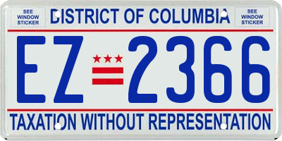 DC license plate EZ2366