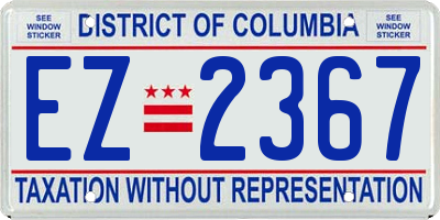 DC license plate EZ2367