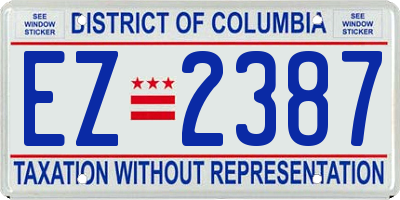 DC license plate EZ2387