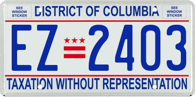 DC license plate EZ2403