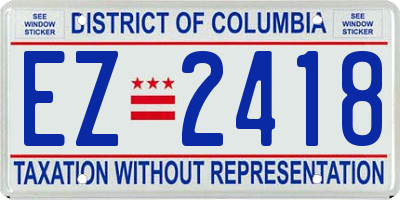 DC license plate EZ2418