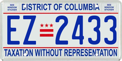 DC license plate EZ2433