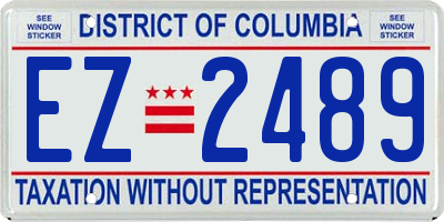 DC license plate EZ2489