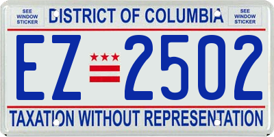 DC license plate EZ2502