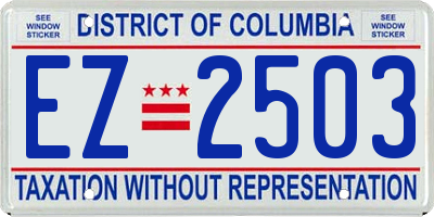 DC license plate EZ2503