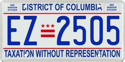 DC license plate EZ2505