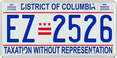 DC license plate EZ2526