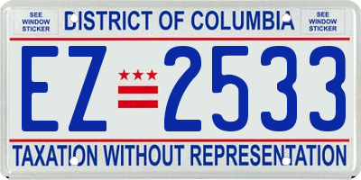 DC license plate EZ2533