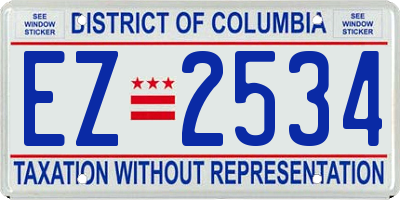 DC license plate EZ2534