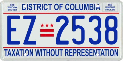 DC license plate EZ2538