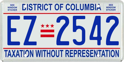 DC license plate EZ2542