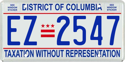 DC license plate EZ2547