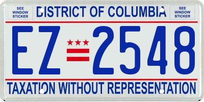 DC license plate EZ2548