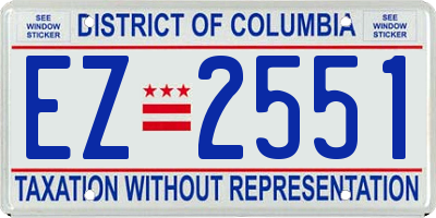 DC license plate EZ2551