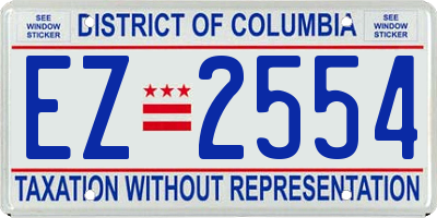 DC license plate EZ2554